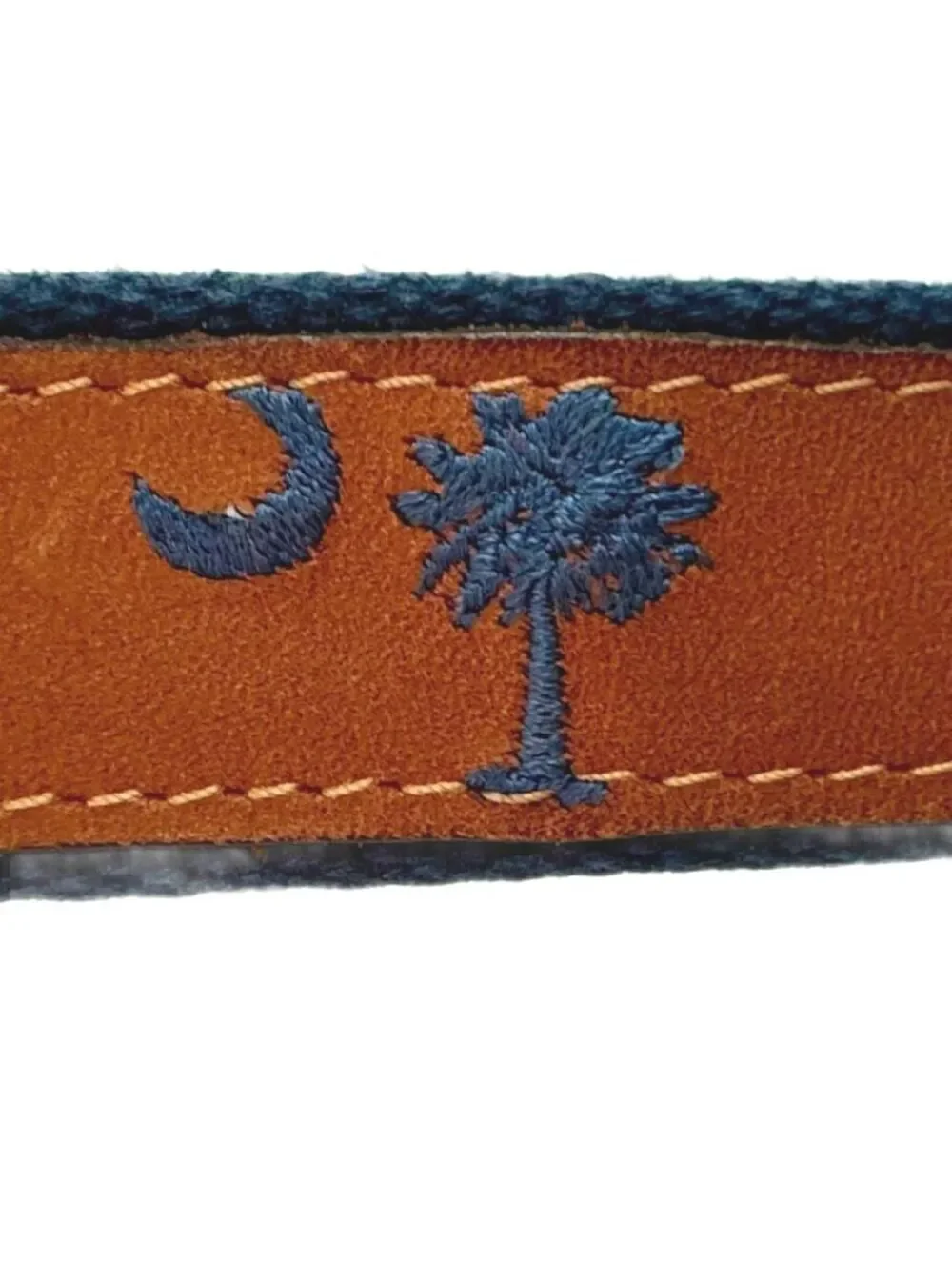 Vintage USA South Carolina Palmetto Crescent Belt Leather Brass Size 44
